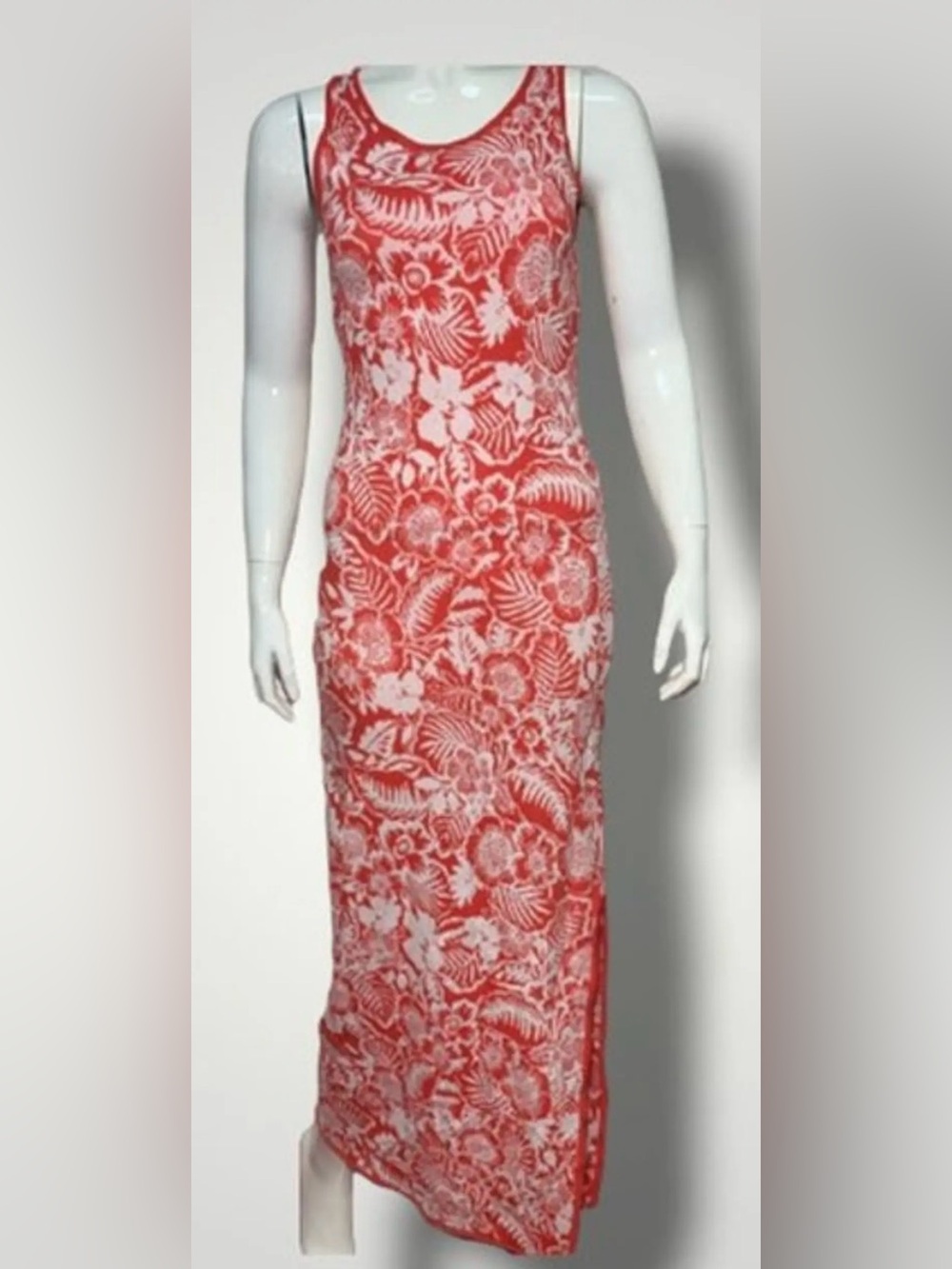 Tommy Bahama Coral and White Floral Tank Maxi Dress